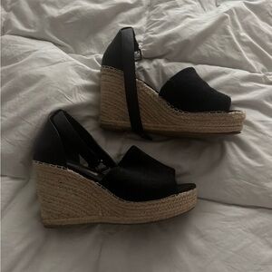 Black Espadrille Wedge Sandals